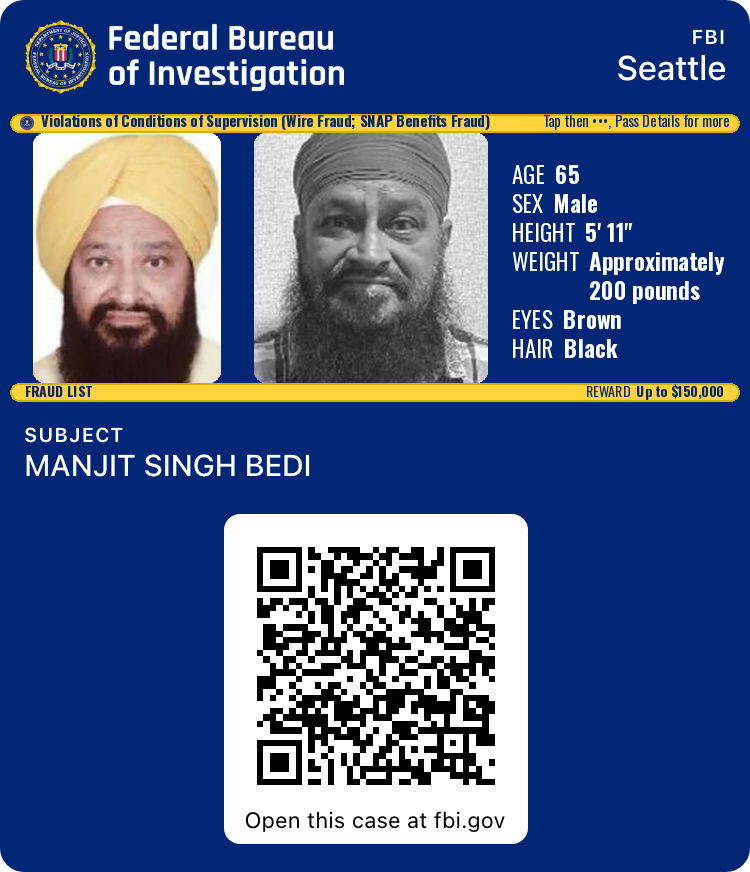 Apple Wallet front of the FBI Fraud card