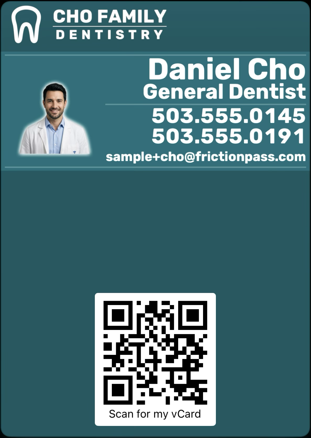 Cho Family Dentistry card in Apple Wallet