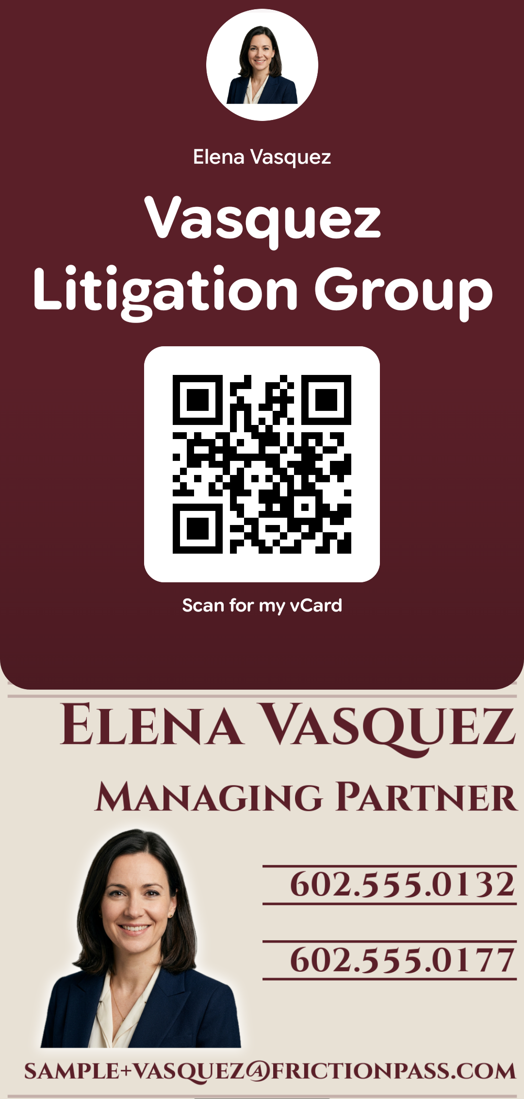 Vasquez Litigation Group card in Google Wallet