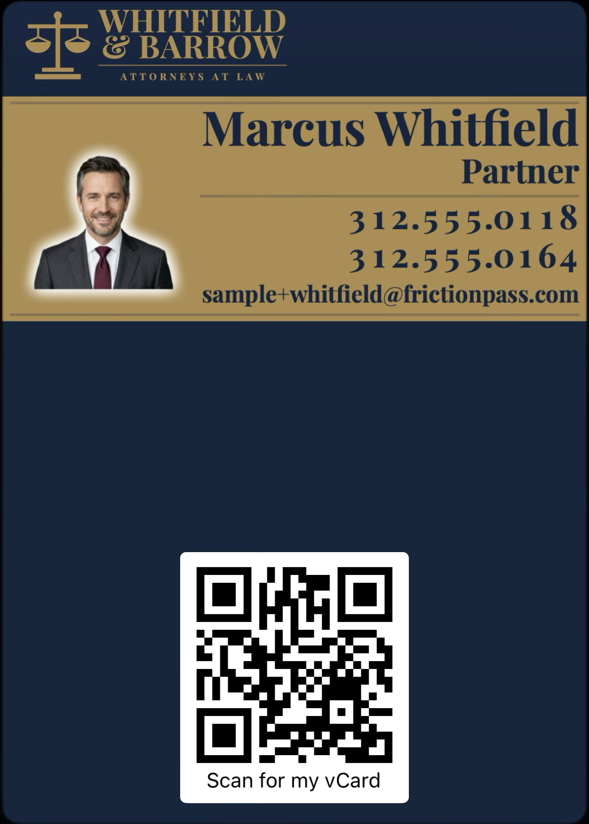 Whitfield & Barrow card in Apple Wallet