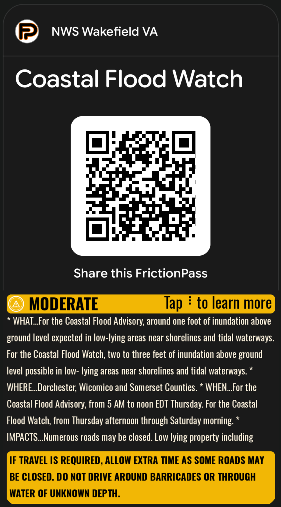 Moderate severity Coastal Flood Watch, Google Wallet