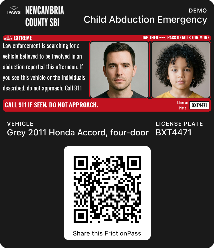AMBER Alert with 2 photos, Apple Wallet