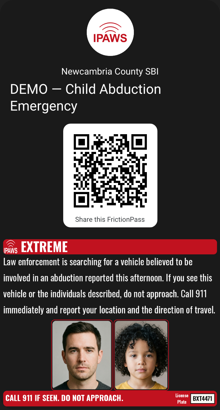 AMBER Alert with 2 photos, Google Wallet