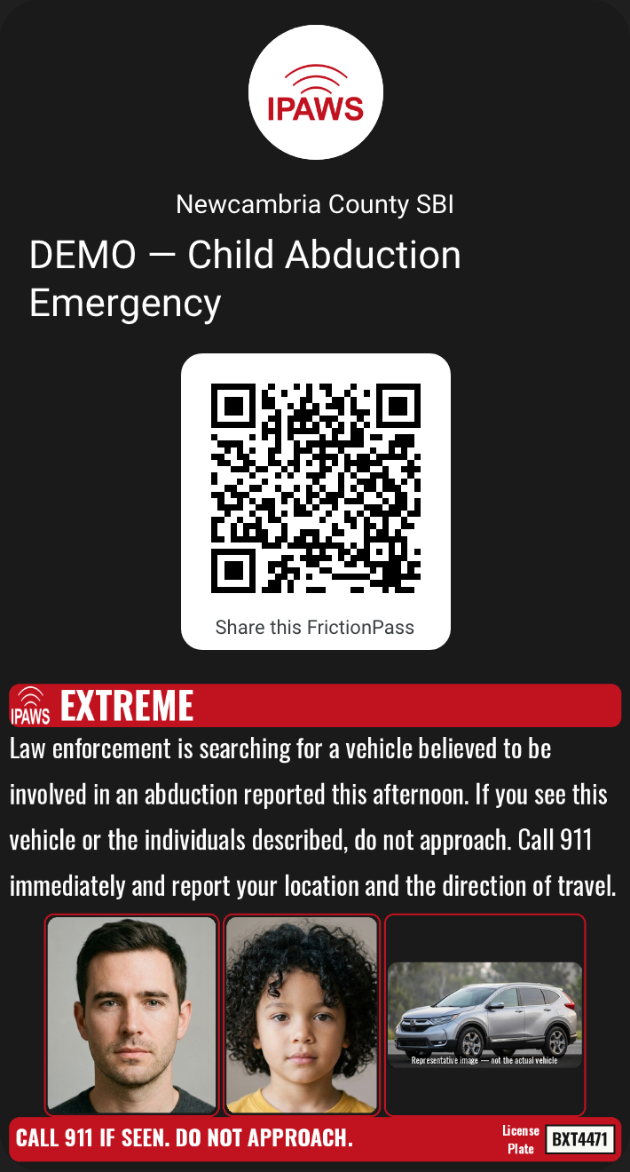 AMBER Alert with three photographs, Google Wallet
