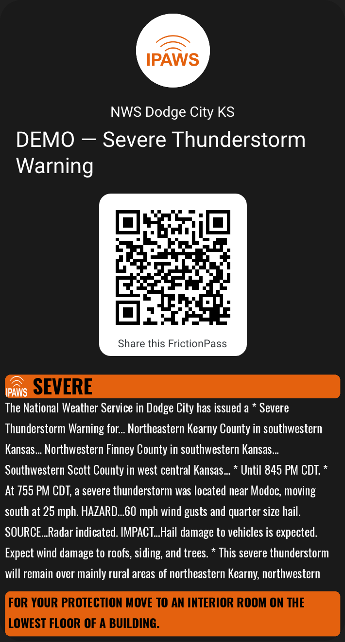 Severe severity Severe Thunderstorm Warning, Google Wallet